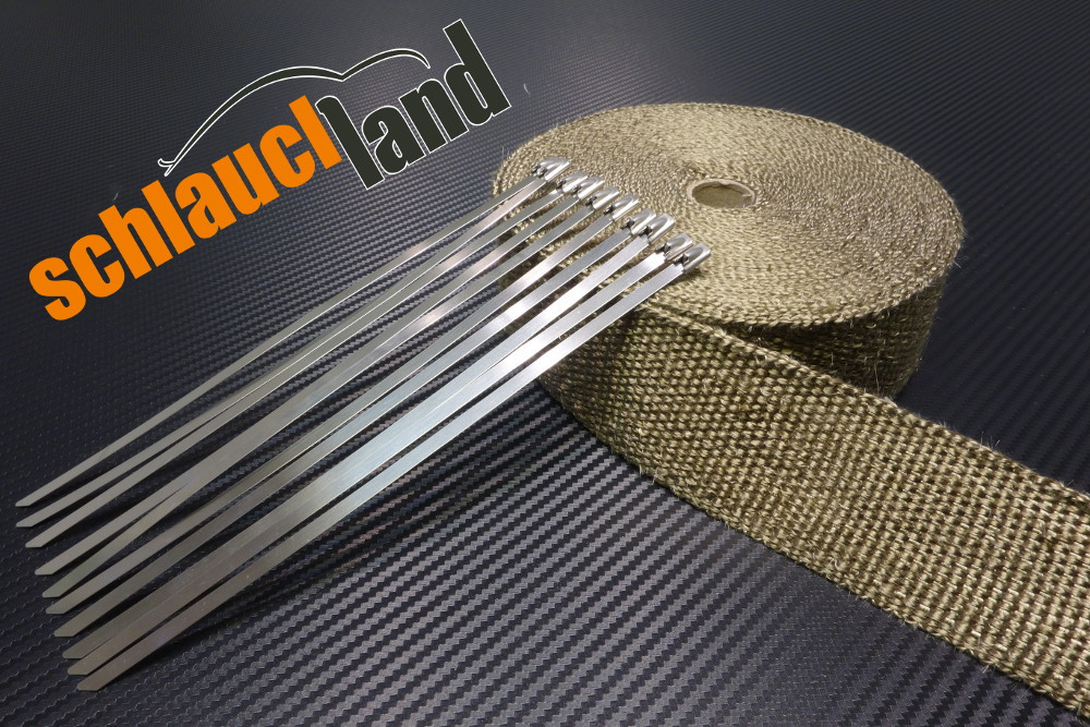 Binder *** Auspuffband Wrap Basalt Hitzeschutzband 50mm 1400°C  5,10,15,20,30m 